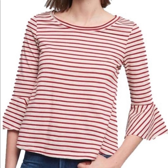 Anthropologie Deletta Celina Striped Top With Bell Sleeves Size Small